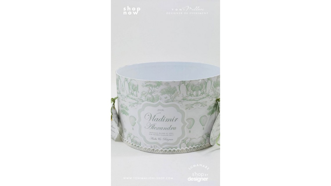 Set prima băiță Green Safari personalizat băiat ritual după botez cu nașii 9